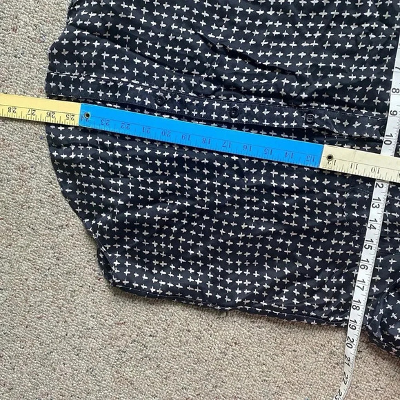 Rebecca Minkoff Womens Black Tan Abstract Silk Long Sleeve Button-Up Shirt Sz 2 - Picture 2 of 13